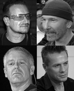 Les 4 membres du groupe : Bono, The Edge, Adam Clayton et Larry Mullen Junior